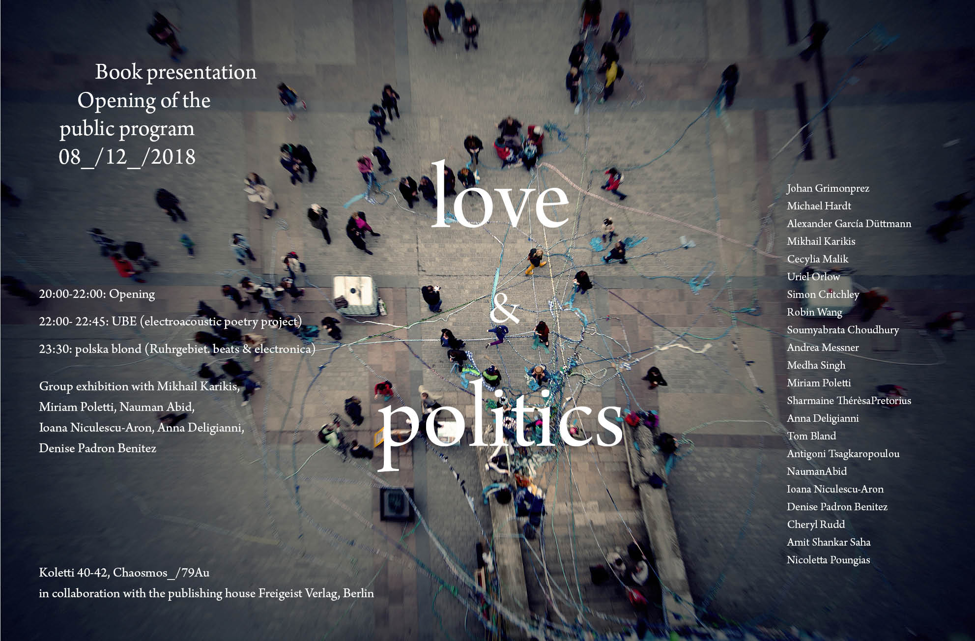 poster love and politics public program opening von 